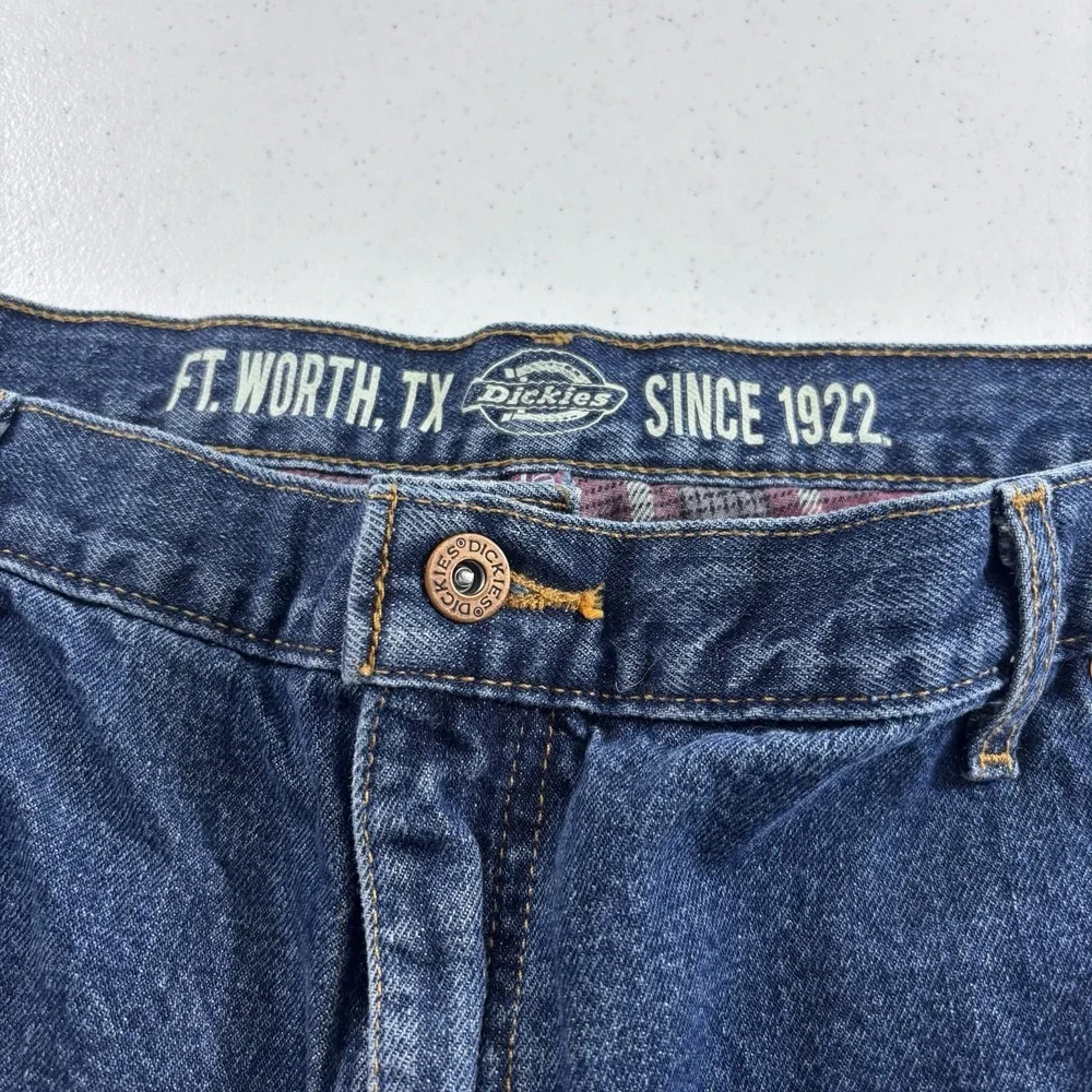 Dickies Jeans Mens 40x32 Blue Flannel Lined Relaxed Fit Straight Denim GUC!